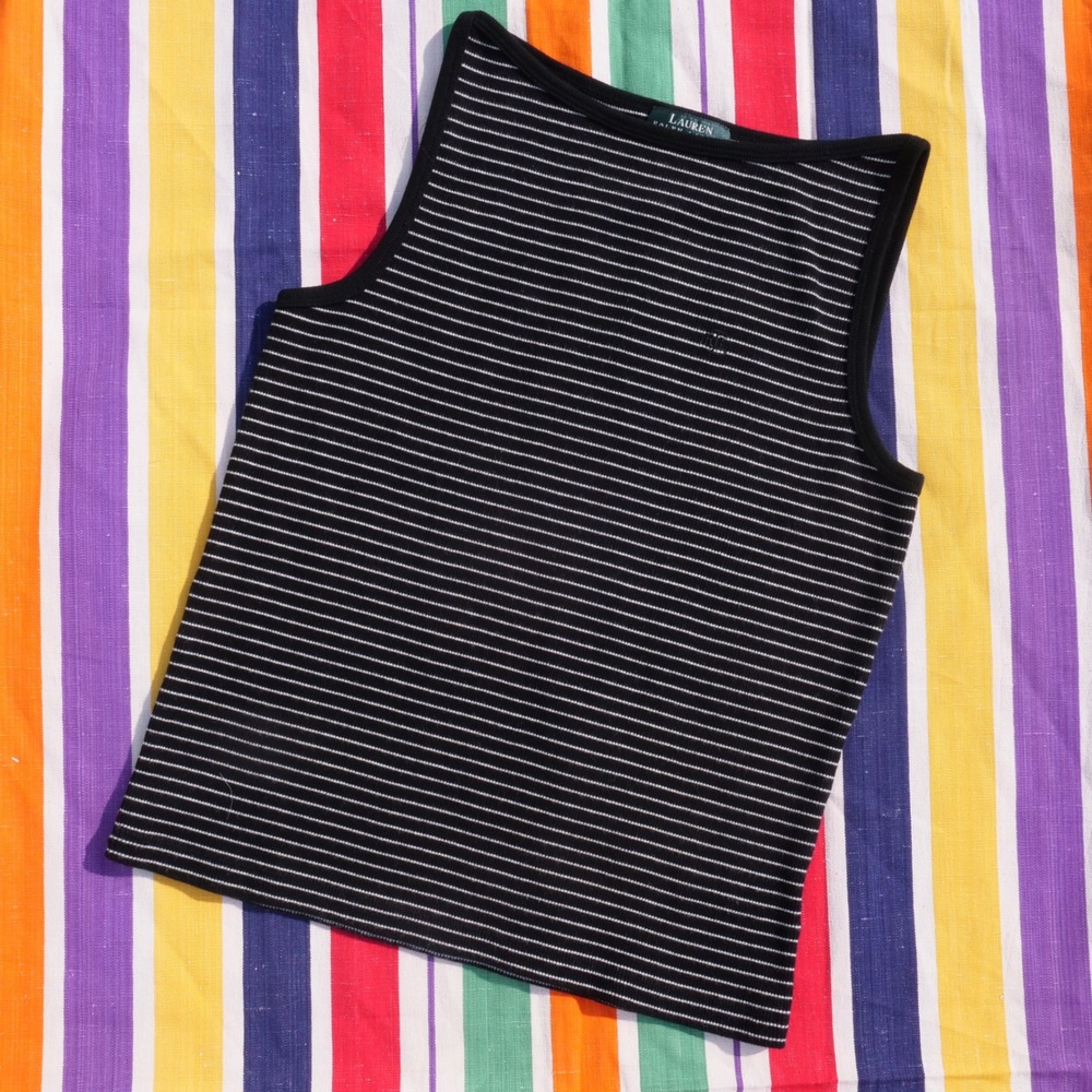 Vintage 90s Lauren Ralph Lauren cotton ribbed striped tanktop